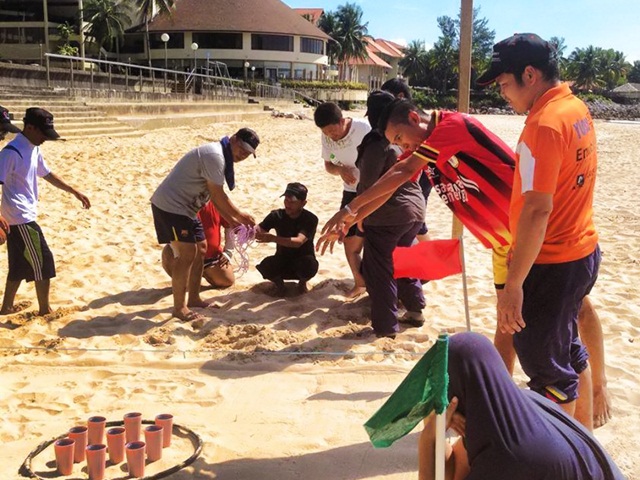Activities at the beach where team members enjoying themselves